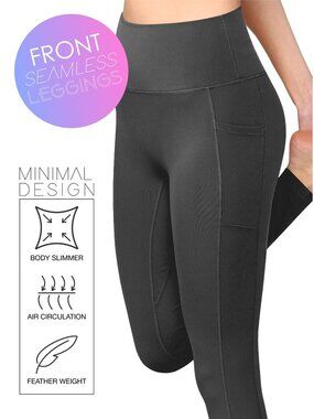 Women's Peached Seamless Front with Side Pocket Yoga Pants Size X-Large Charcoal